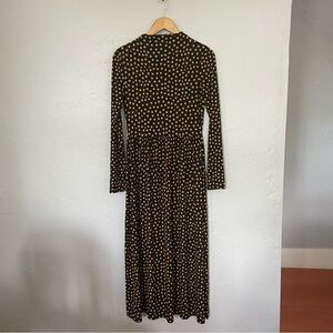 Black and Yellow Mock Neck Long Sleeve Maxi Star Print Dress